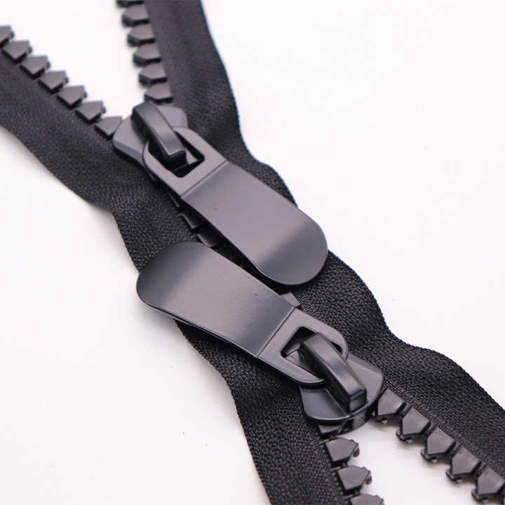 Two way open double sided resin zipper 2 way plastic zipper for clothes two way separating jacket zipper