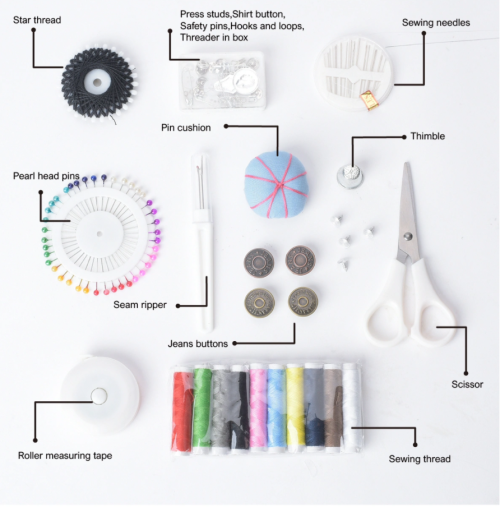 Sewing Kits in Metal Tin Box for Home Travel Sewing Accessories with Sewing Tools