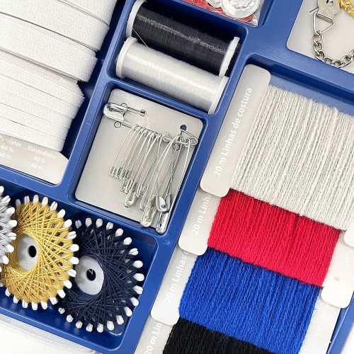 Sewing Kits with 68PCS Sewing Accessories Colorful Sewing Thread Wool Yarn Buttons Sets in Big Box