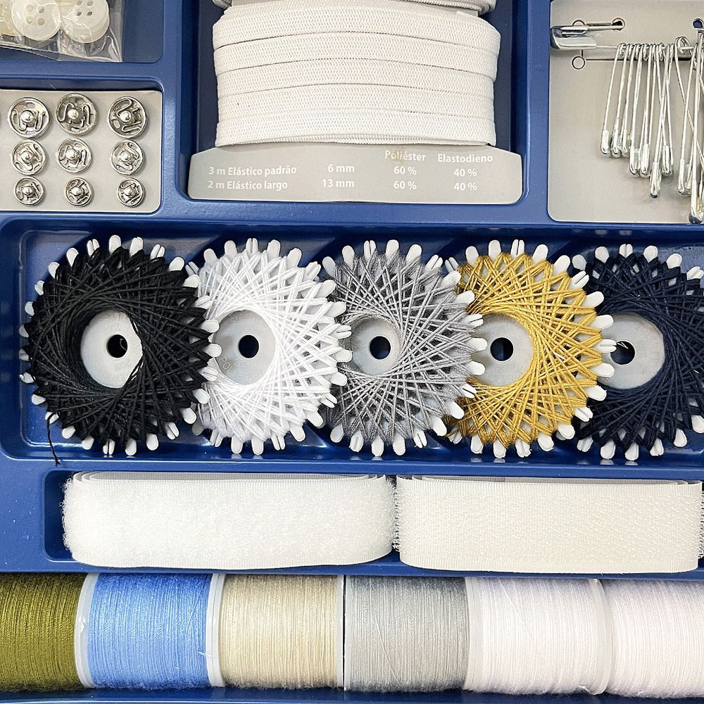 Sewing Kits with 68PCS Sewing Accessories Colorful Sewing Thread Wool Yarn Buttons Sets in Big Box