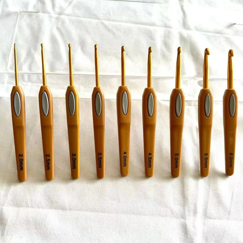 Knitting Tool ABS Plastic Handle Sweater Needle 17pcs Set Brown Soft Leather Aluminum Crochet Hooks